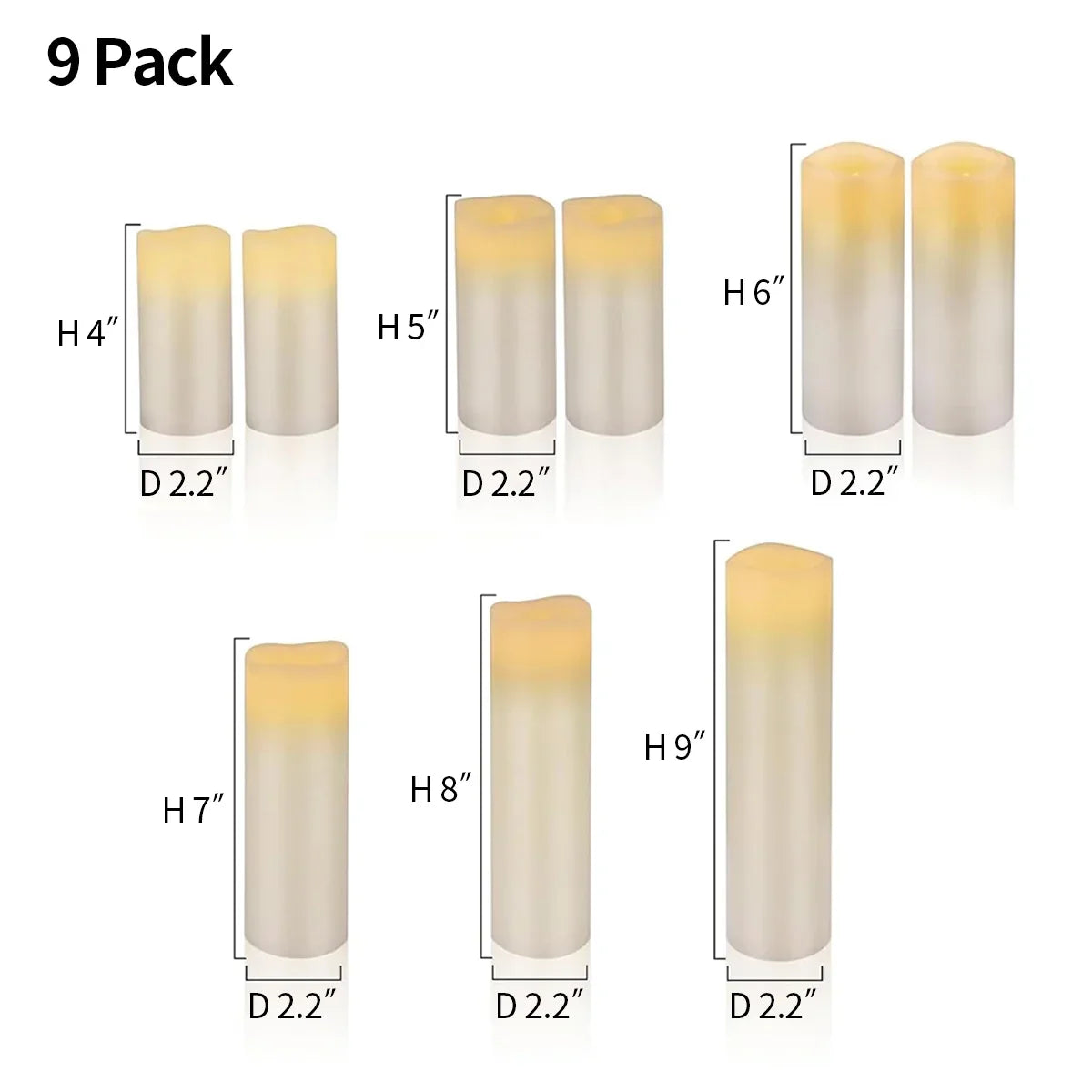 LED-Paraffinkerze ohne Flamme, 9er-Pack × 8 | Desfino