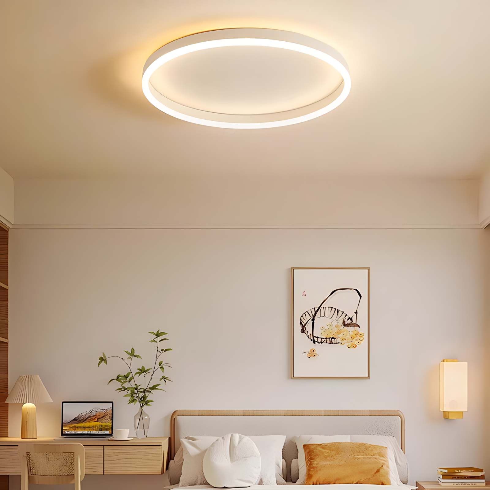 Nordic Circular LED Ceiling Lamp for Bedroom | Desfino