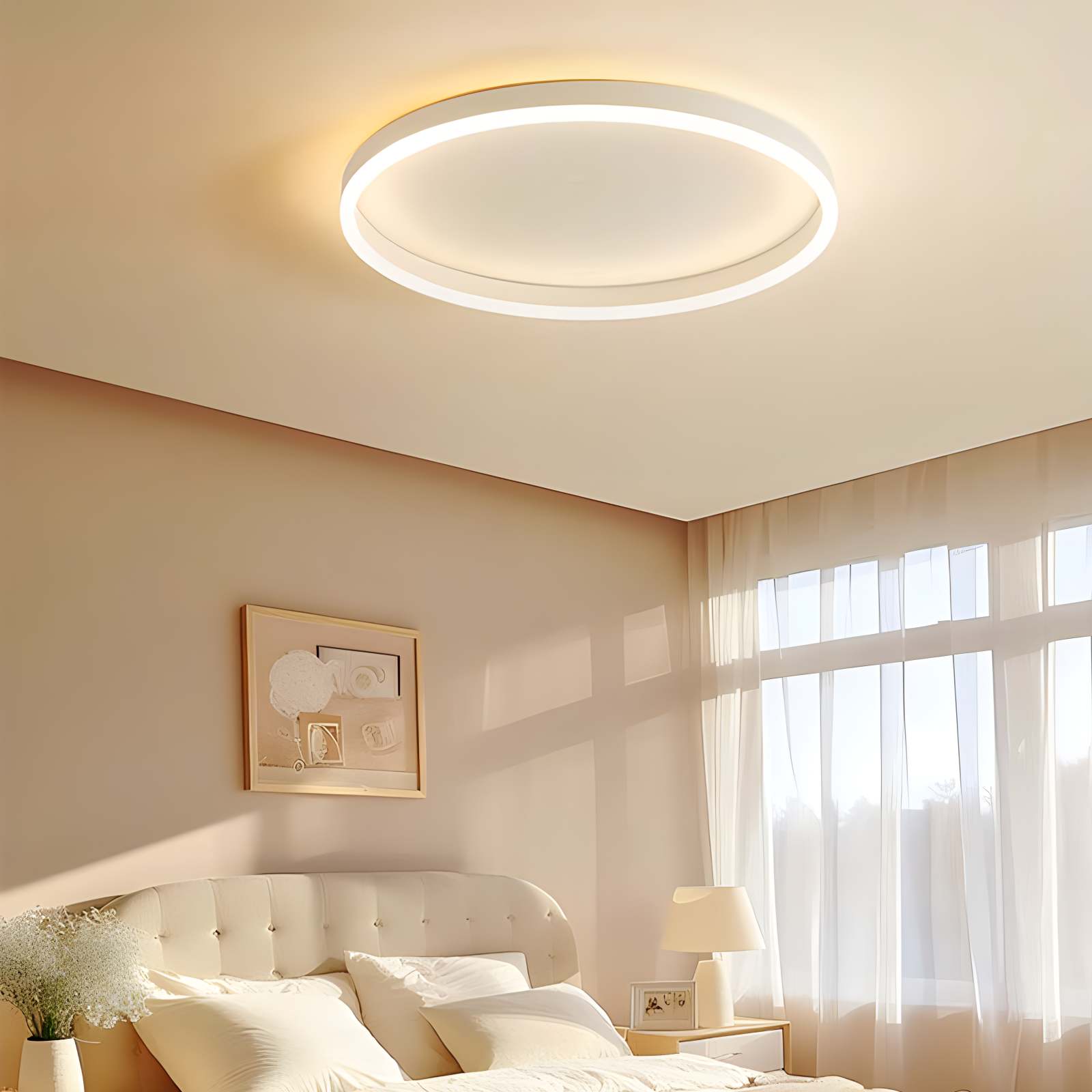 Nordic Circular LED Ceiling Lamp for Bedroom | Desfino