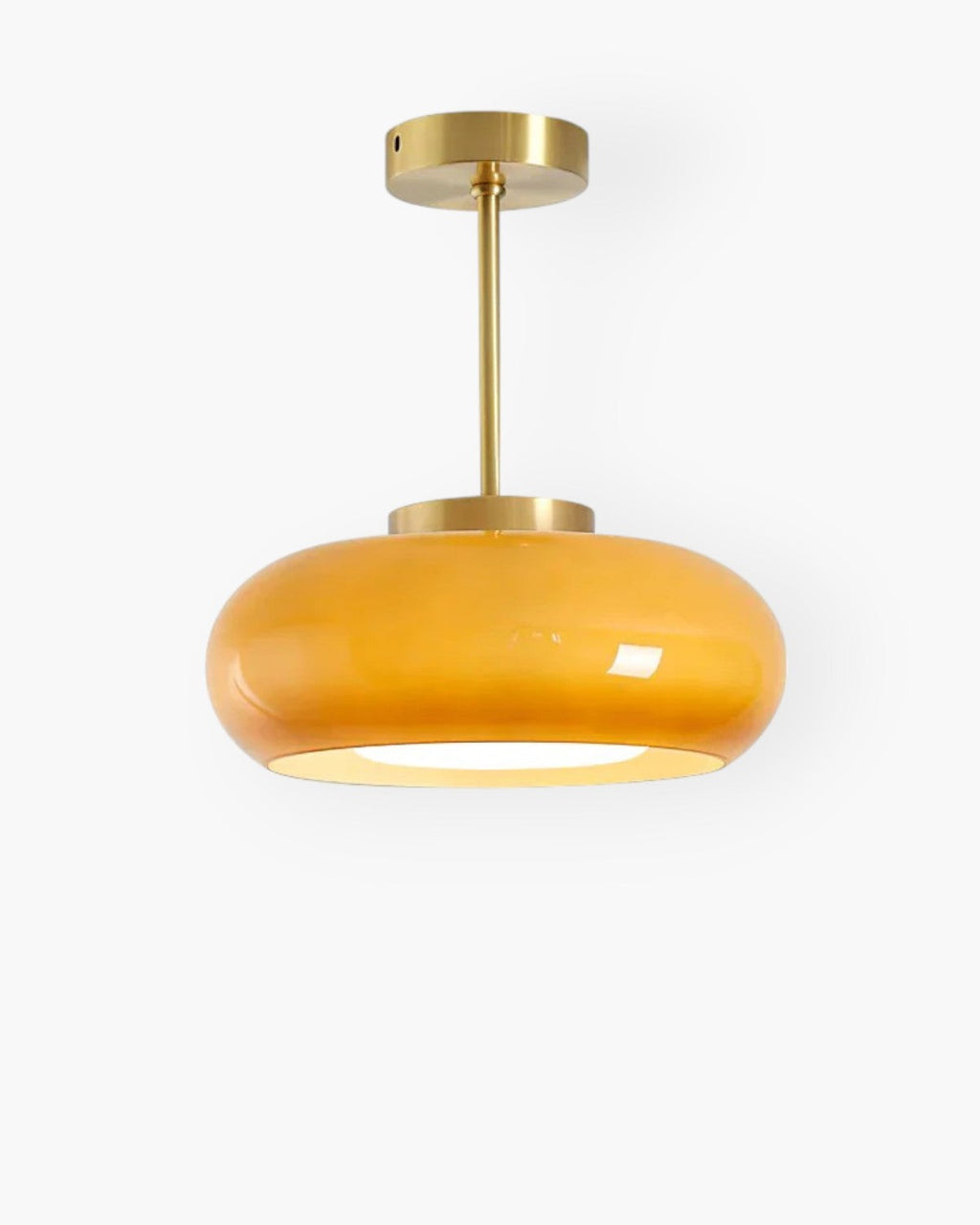 LumaBrass plafondlamp van matglas - messing bevestiging, 3000K-gloed - Desfino