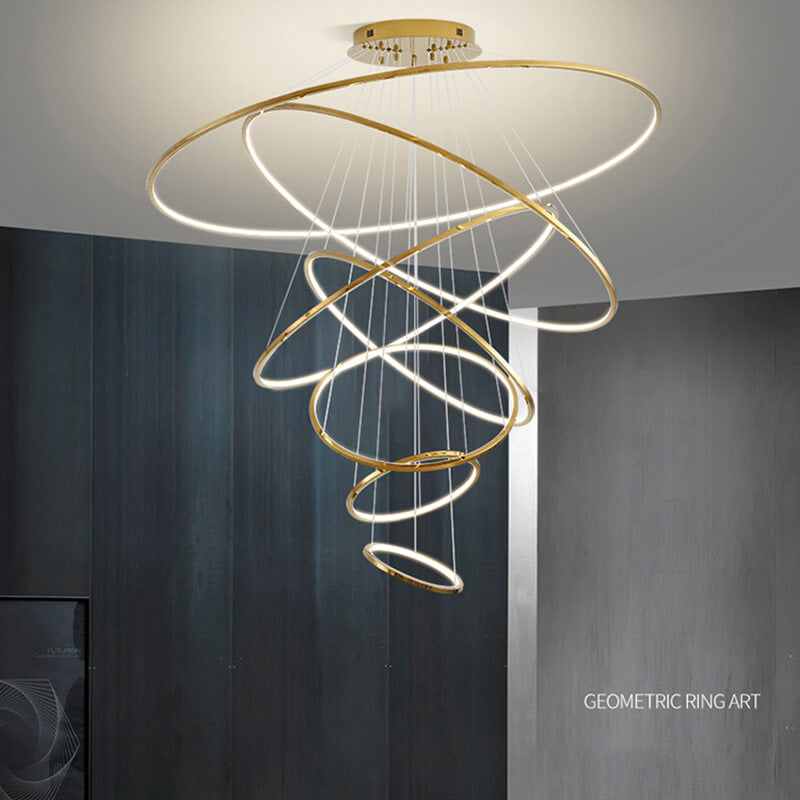 Large Tiered Ring Foyer Chandelier | Desfino
