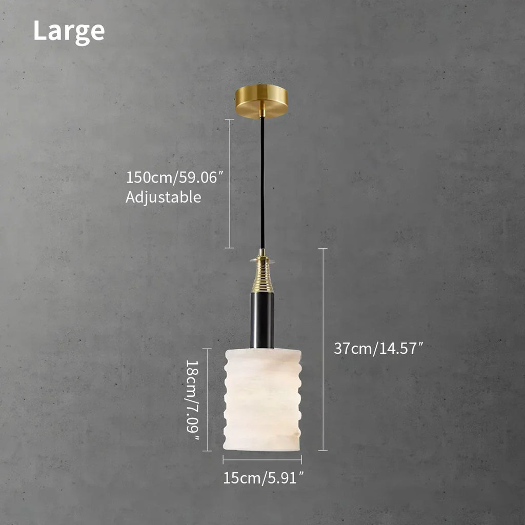 Cylindrical Spanish Alabaster Bedside Pendant Light | Desfino