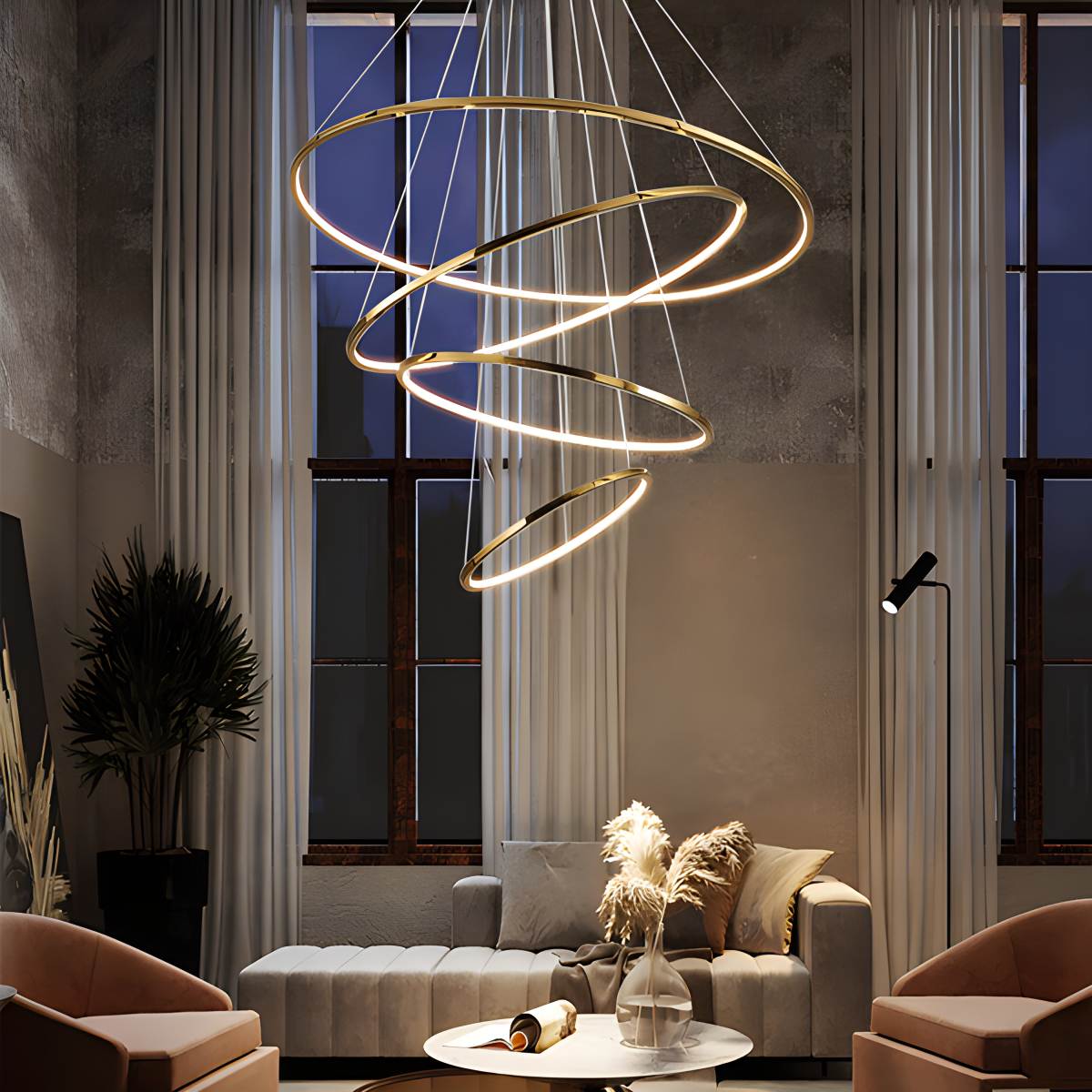 Large Tiered Ring Foyer Chandelier | Desfino