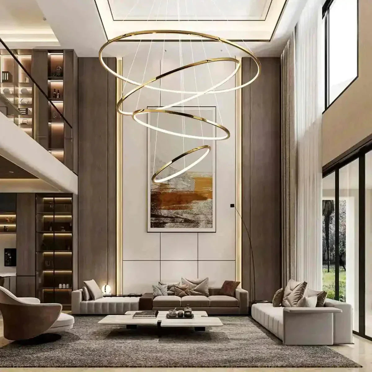 Large Tiered Ring Foyer Chandelier | Desfino