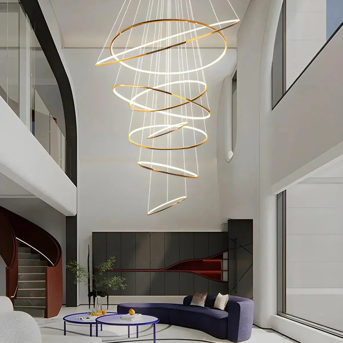 Large Tiered Ring Foyer Chandelier | Desfino