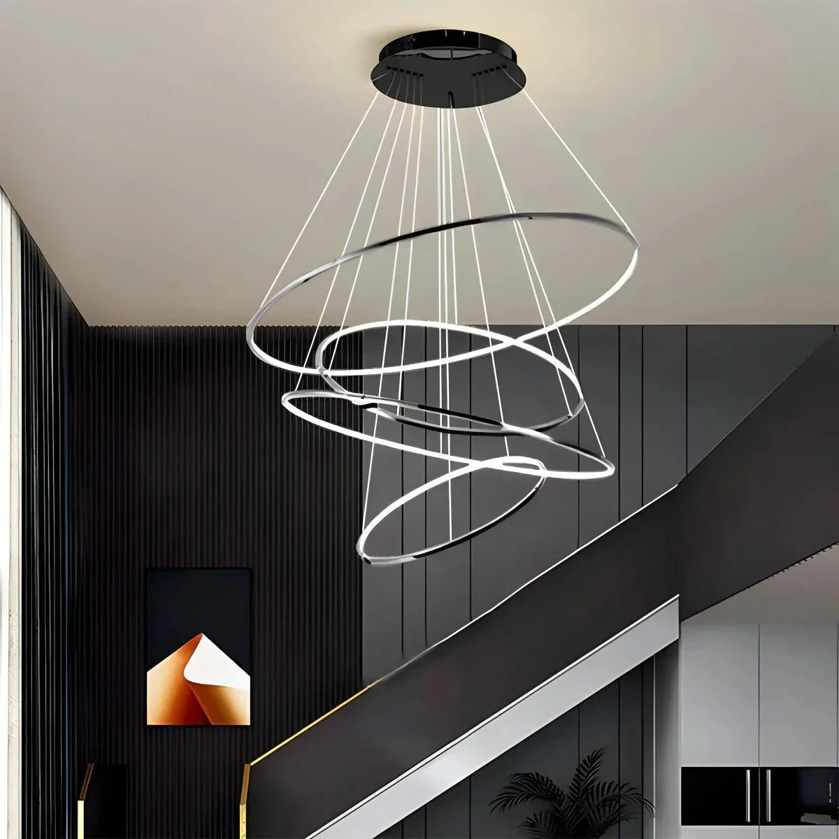 Large Tiered Ring Foyer Chandelier | Desfino