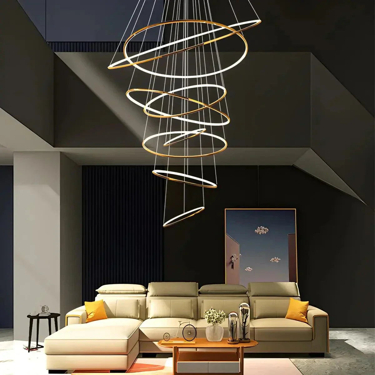 Large Tiered Ring Foyer Chandelier | Desfino