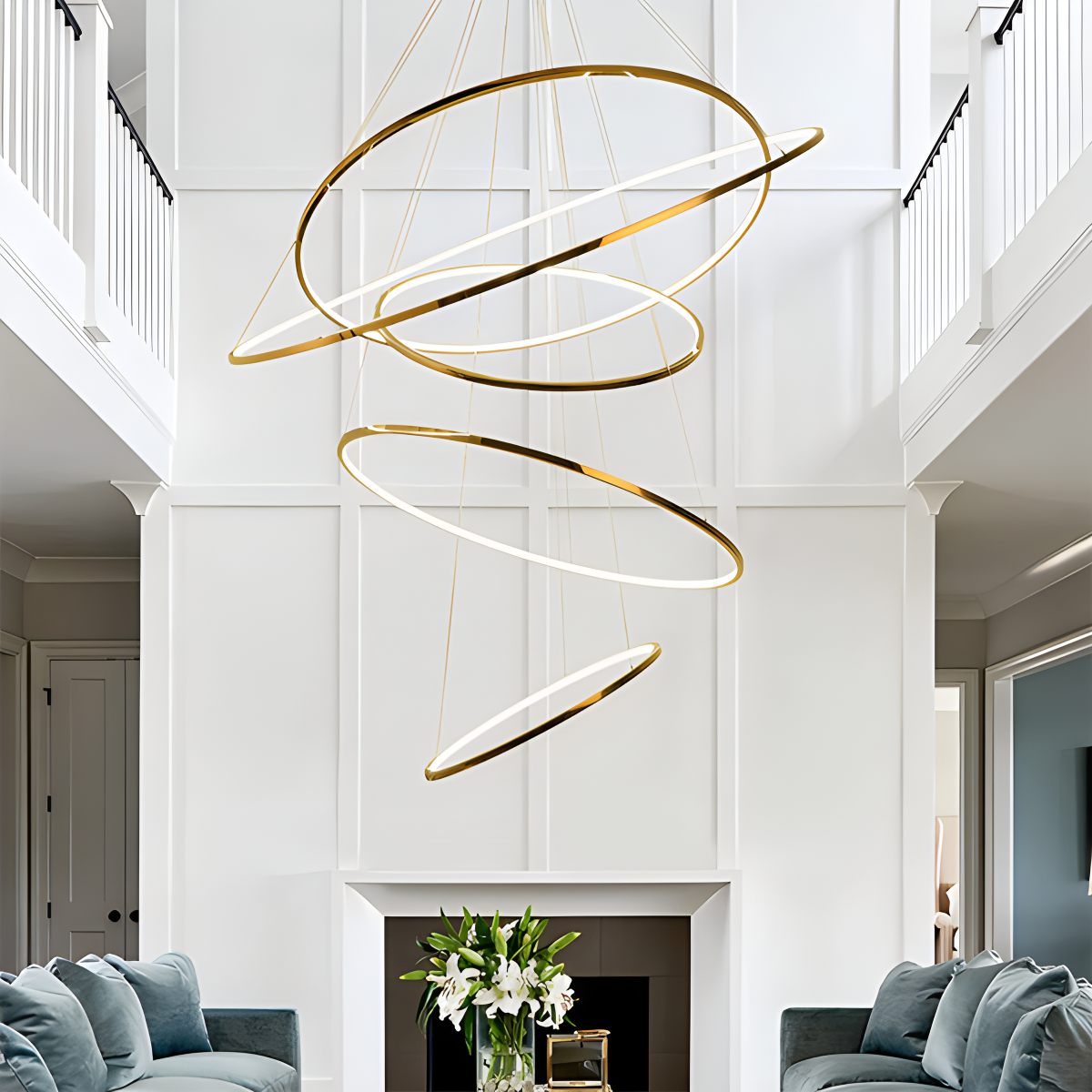 Large Tiered Ring Foyer Chandelier | Desfino