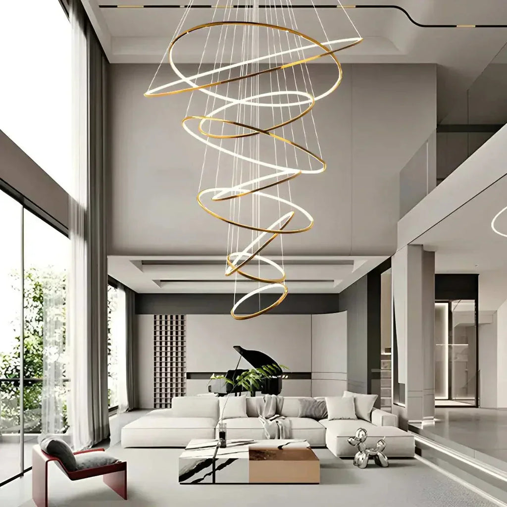 Large Tiered Ring Foyer Chandelier | Desfino