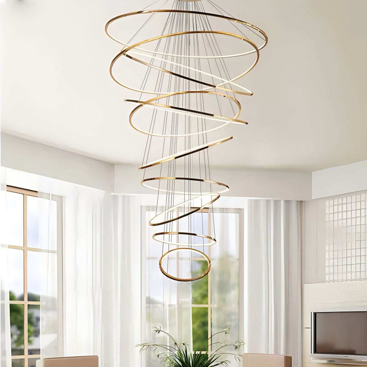 Large Tiered Ring Foyer Chandelier | Desfino