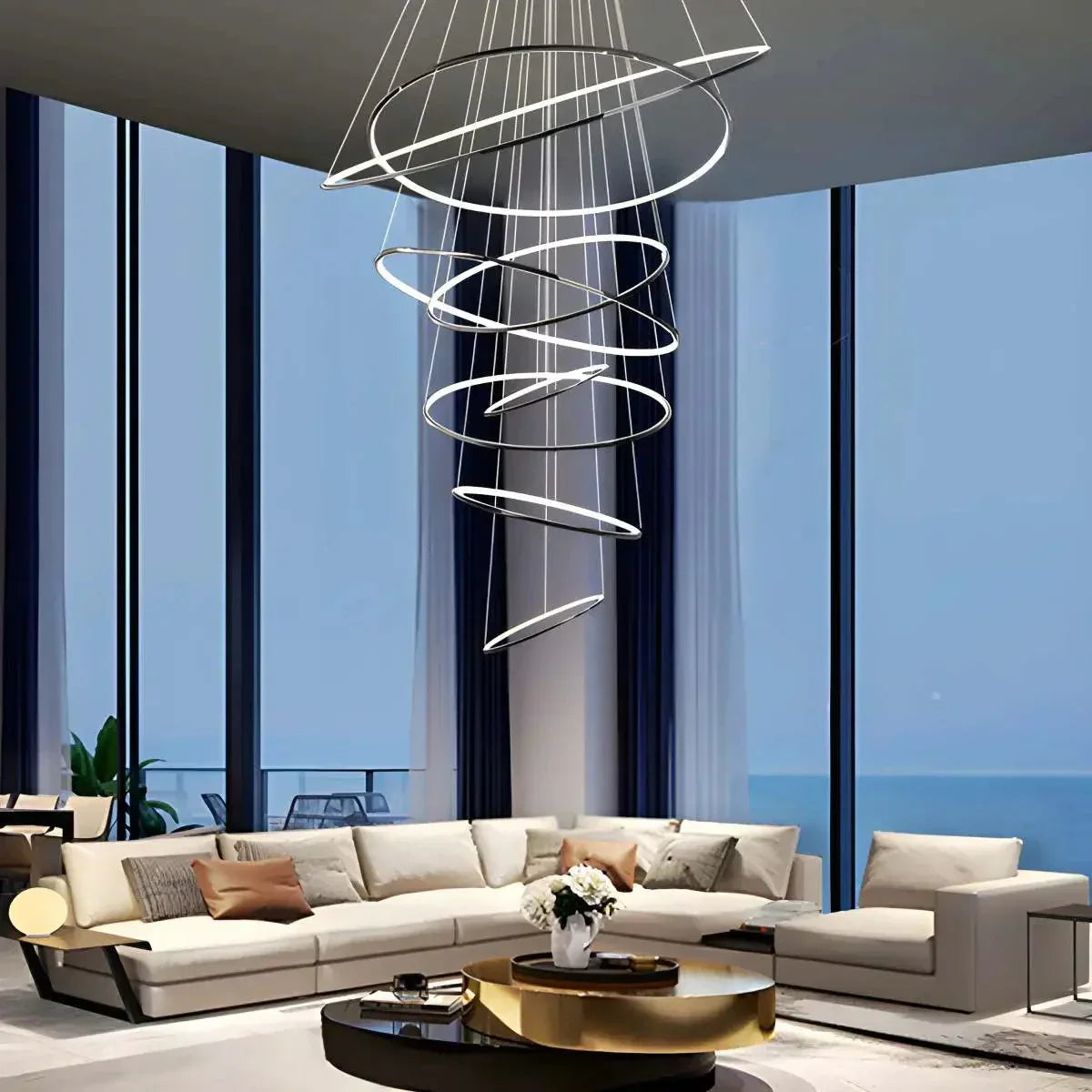 Large Tiered Ring Foyer Chandelier | Desfino