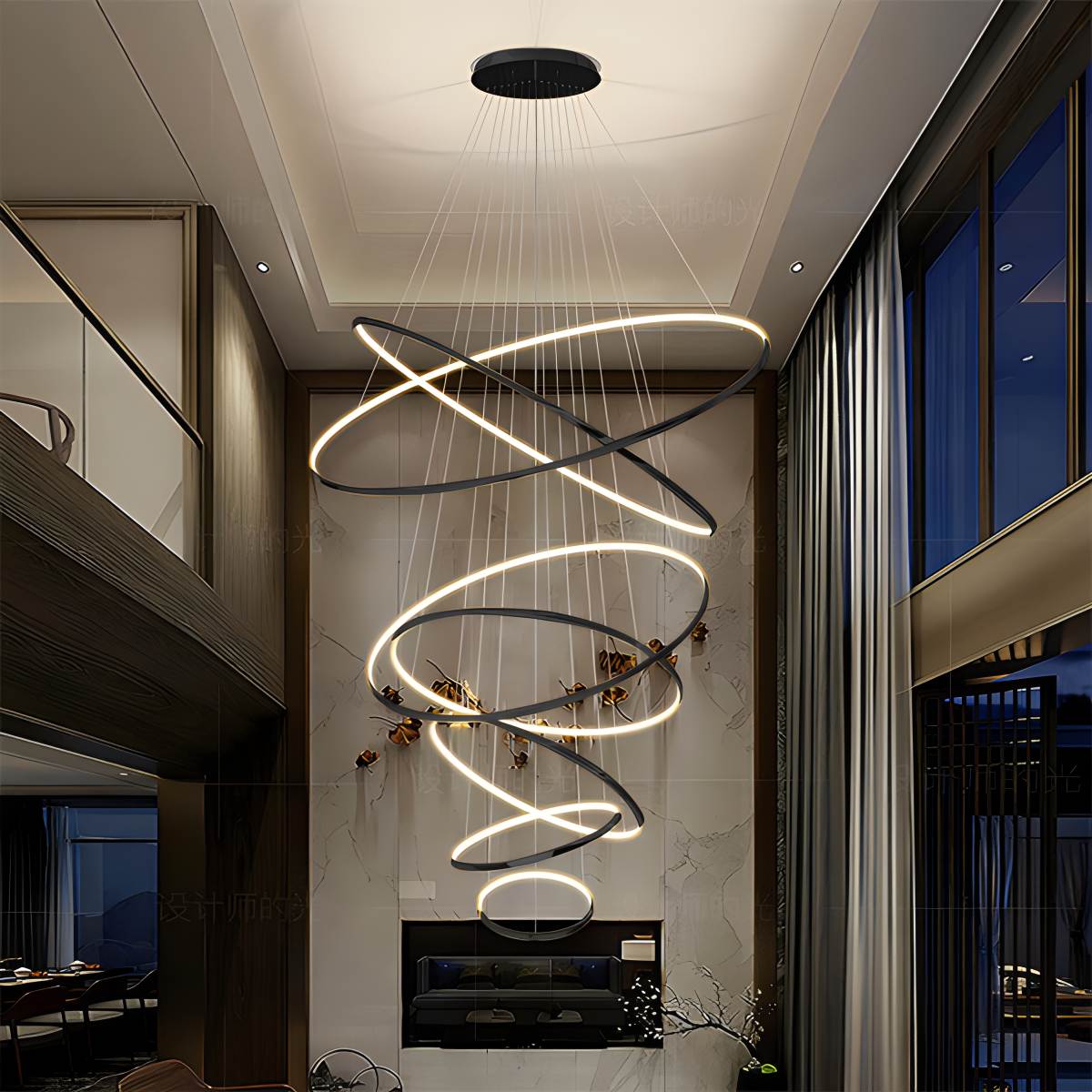 Large Tiered Ring Foyer Chandelier | Desfino