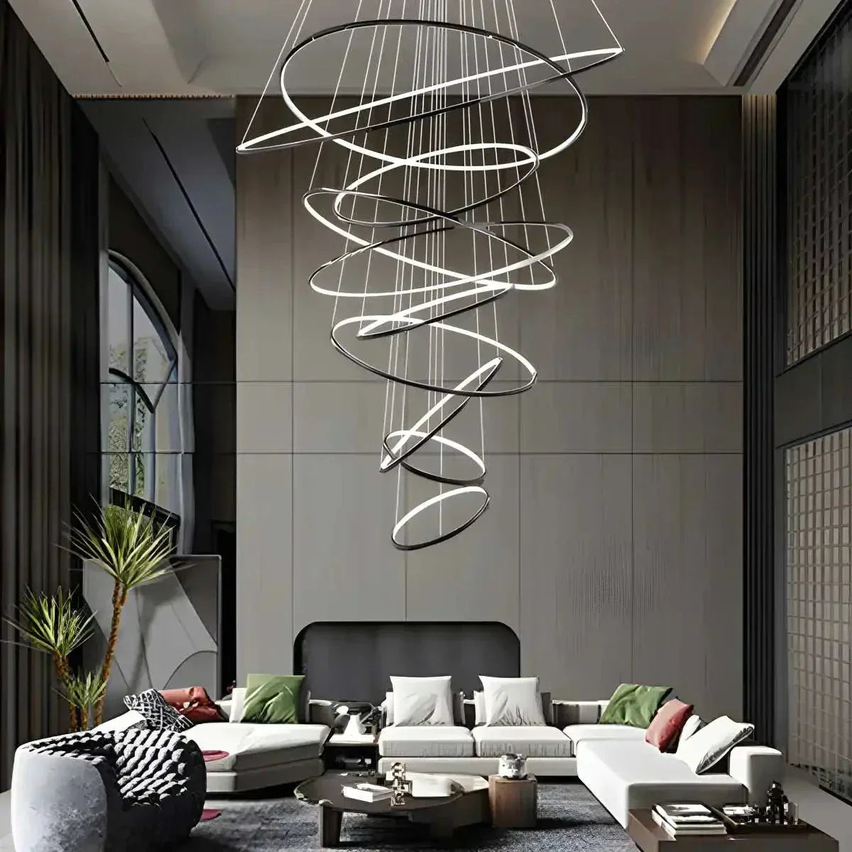 Large Tiered Ring Foyer Chandelier | Desfino