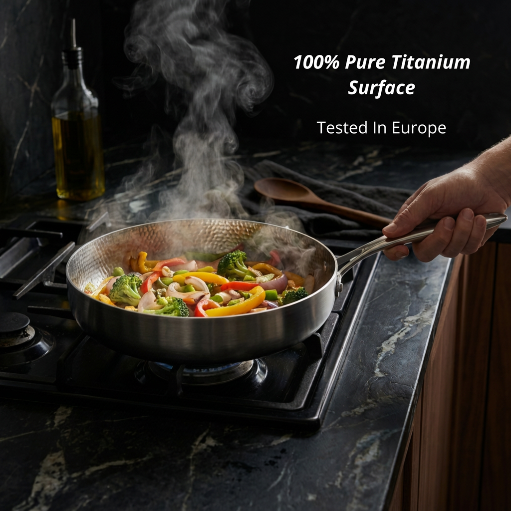 Pure Titanium Frying Pan — Deep, Scratch-Resistant, Multiple Sizes - Desfino