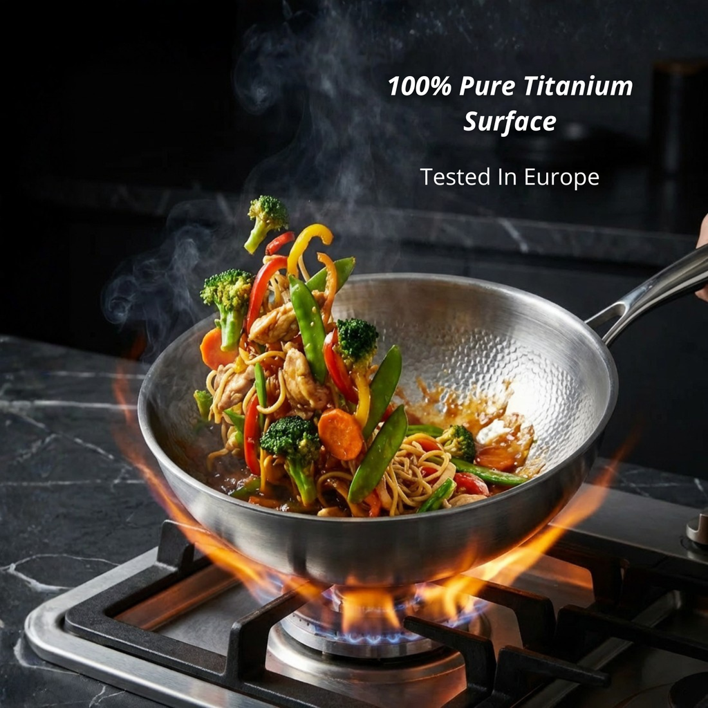 32/34/36cm Pure Titanium Frying Pan — Non-Coated Professional Cookware - Desfino