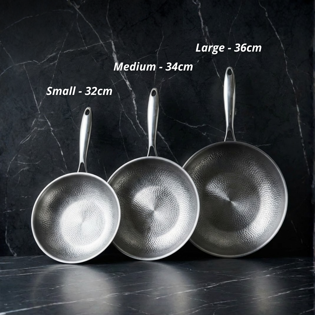 32/34/36cm Pure Titanium Frying Pan — Non-Coated Professional Cookware - Desfino