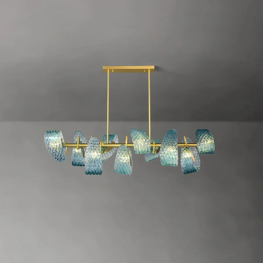 Peacock Blue Art Glass Chandelier for Dining Room | Desfino