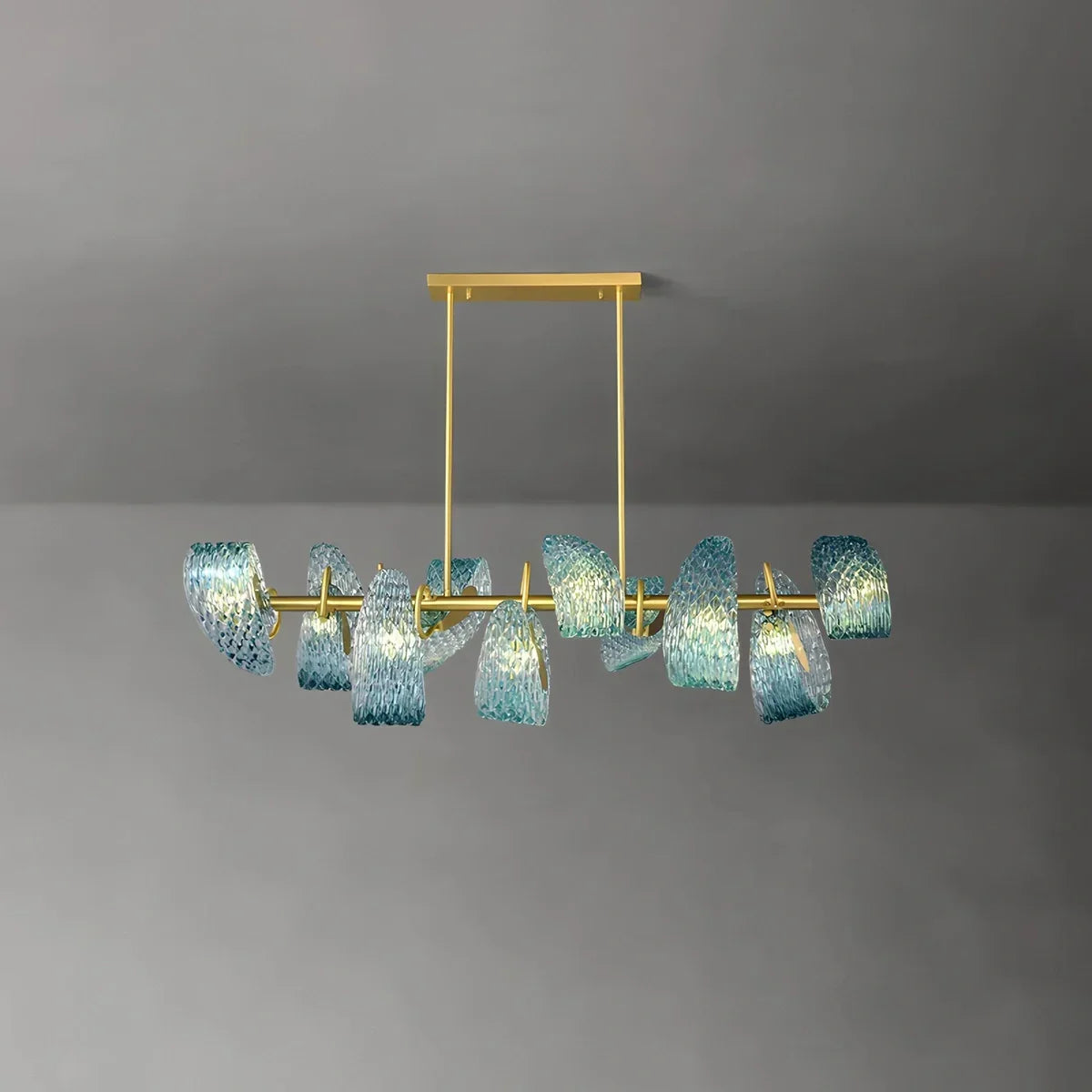 Peacock Blue Art Glass Chandelier for Dining Room | Desfino