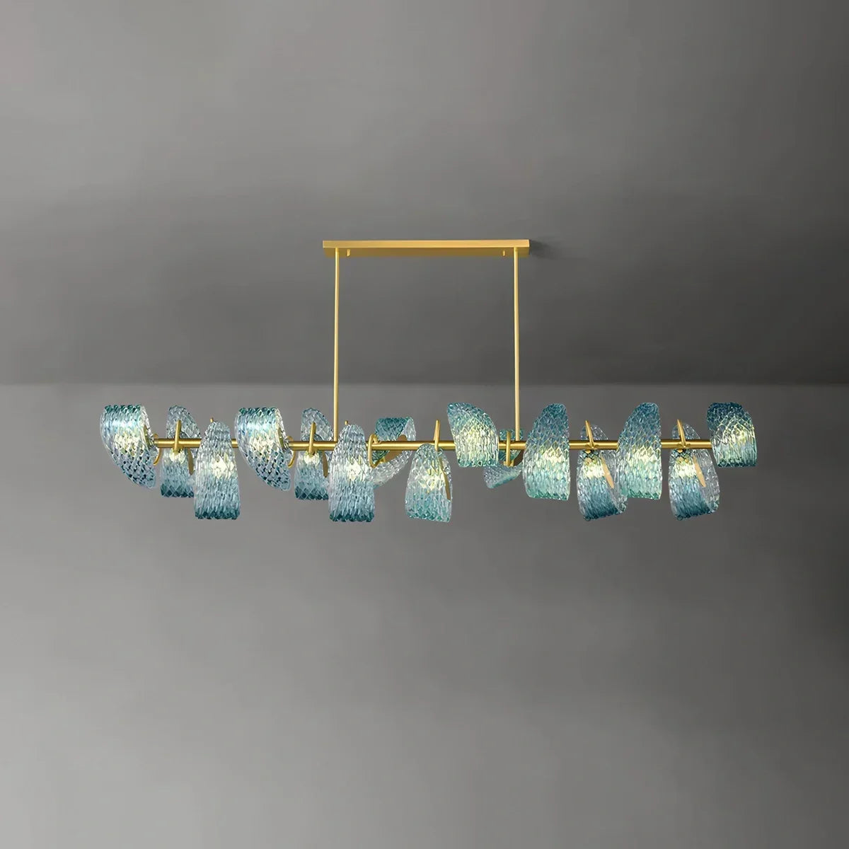 Peacock Blue Art Glass Chandelier for Dining Room | Desfino