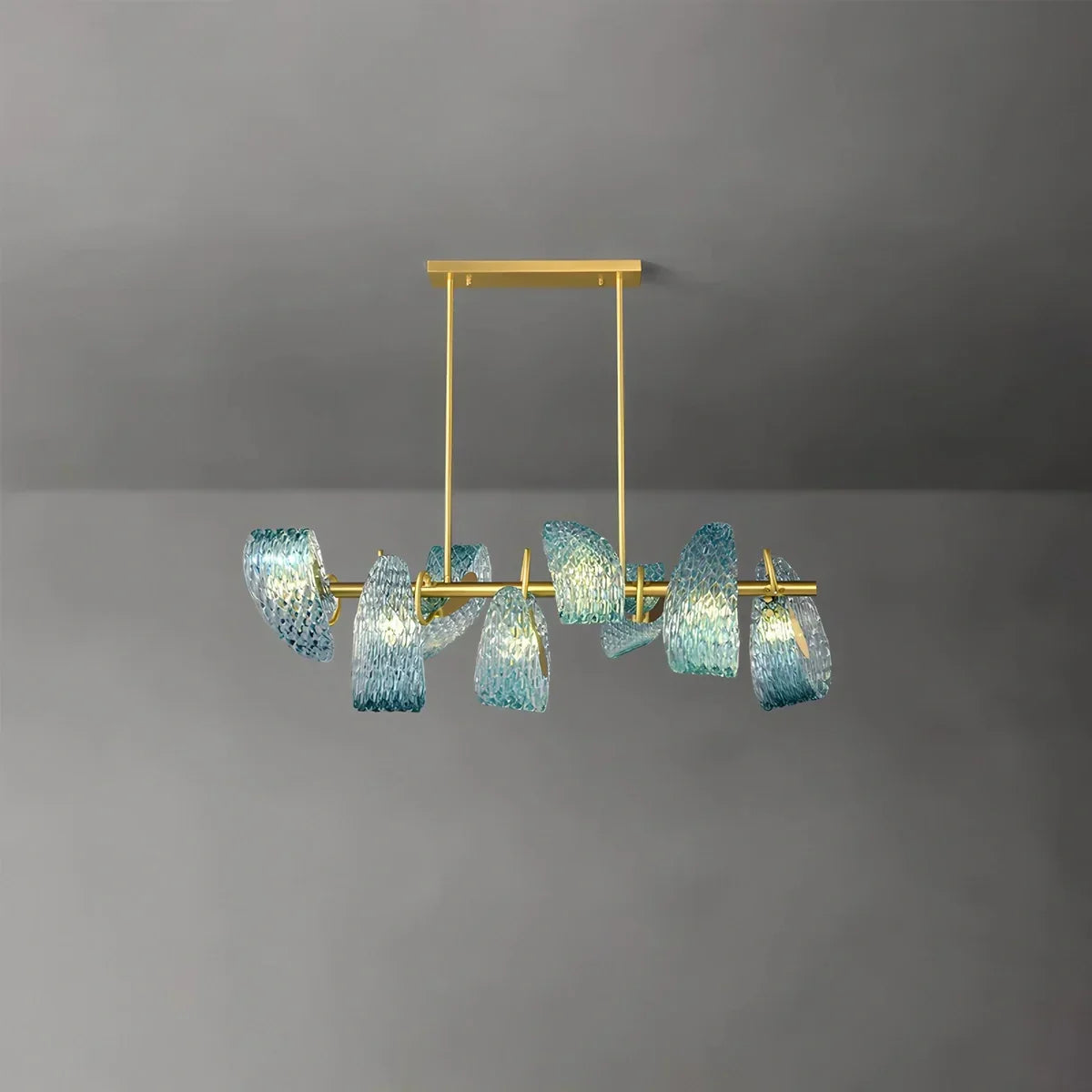 Peacock Blue Art Glass Chandelier for Dining Room | Desfino