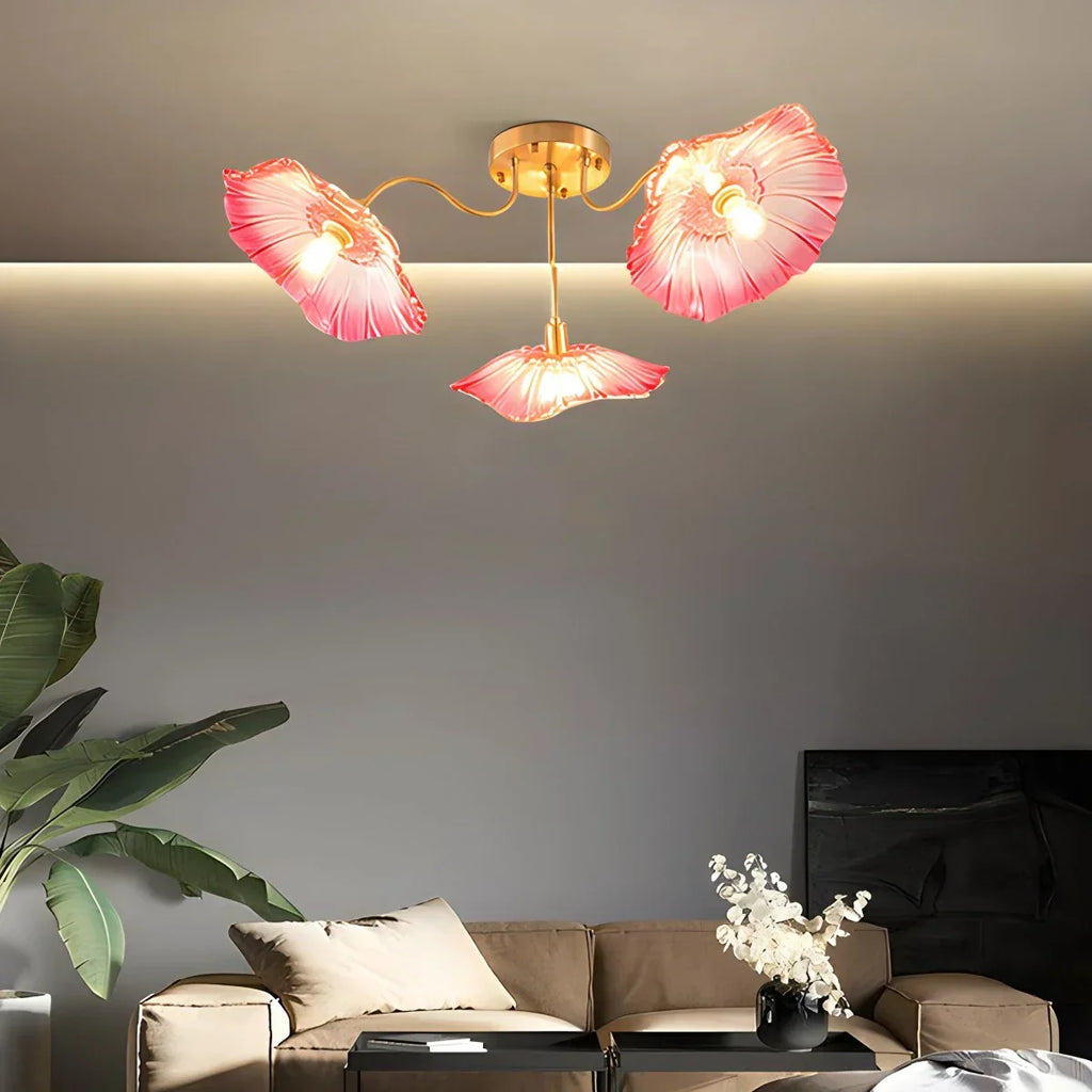 Deckenleuchte aus Glas in Lotusblattform für das Wohnzimmer | Desfino