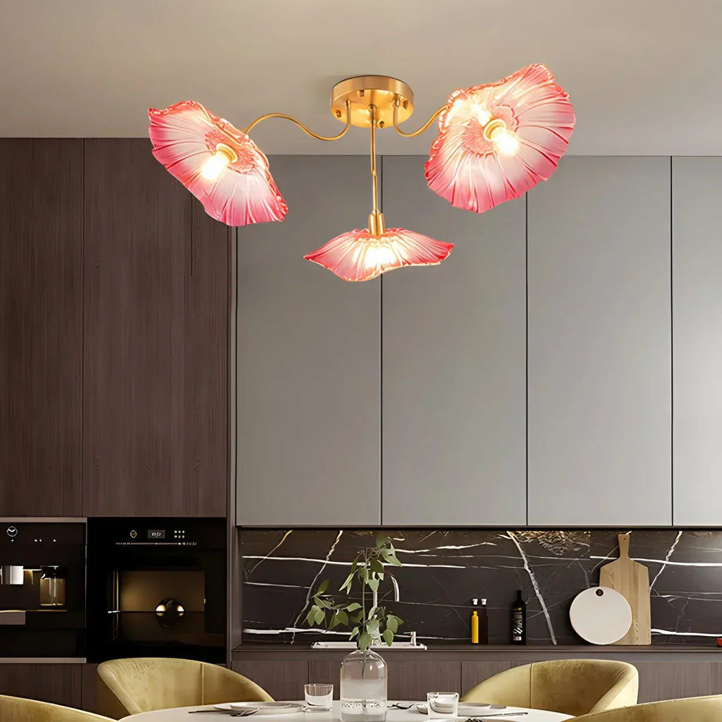 Deckenleuchte aus Glas in Lotusblattform für das Wohnzimmer | Desfino