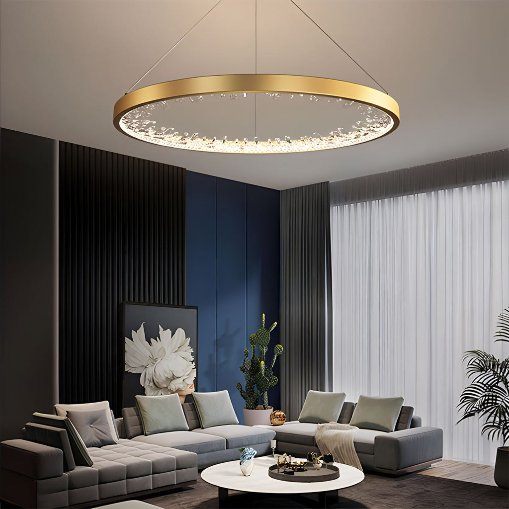 Luxury Circle Crystal Chandelier for Living Room | Desfino