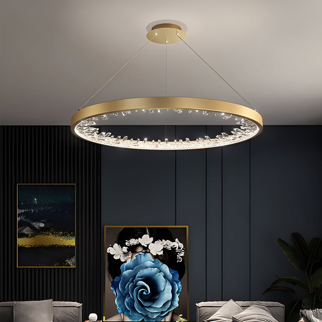 Luxury Circle Crystal Chandelier for Living Room | Desfino