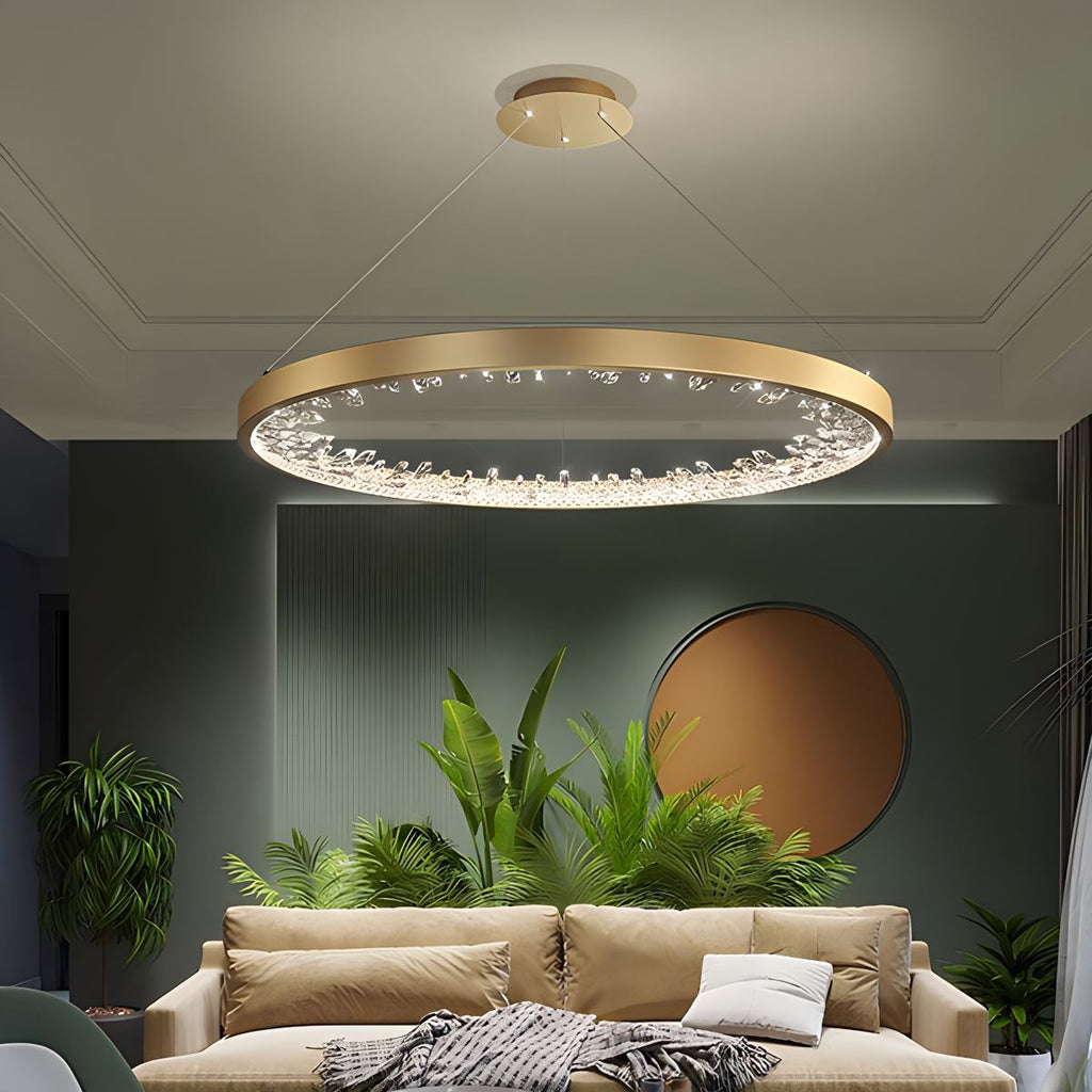 Luxury Circle Crystal Chandelier for Living Room | Desfino