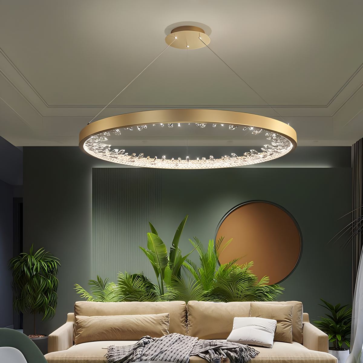 Luxury Circle Crystal Chandelier for Living Room | Desfino