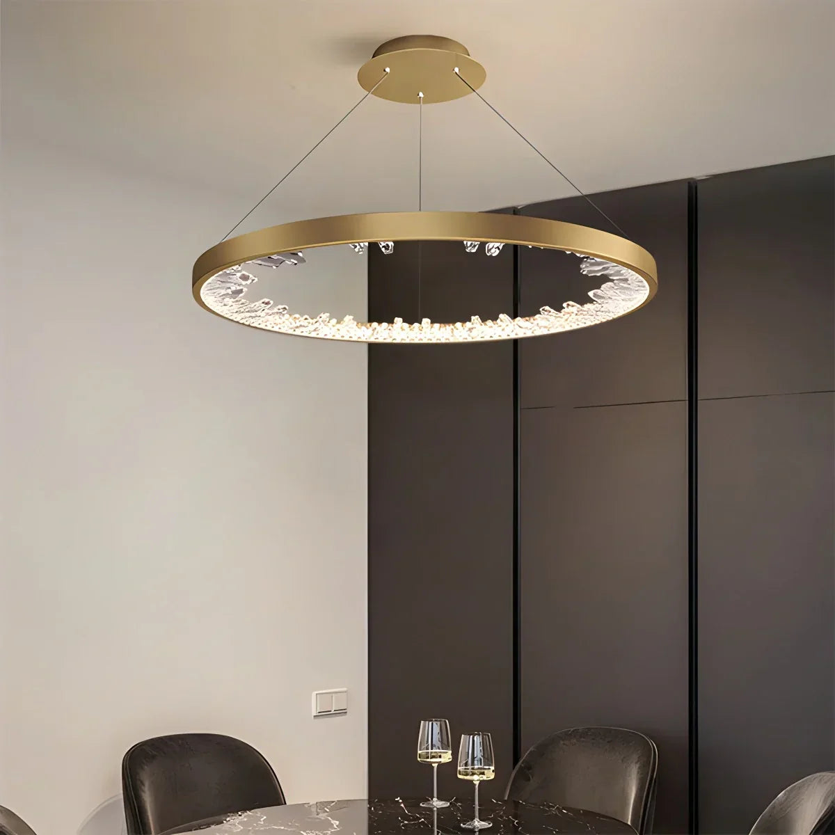 Luxury Circle Crystal Chandelier for Living Room | Desfino