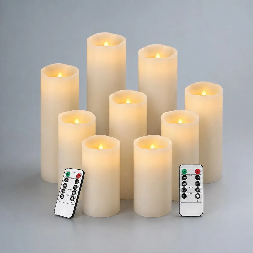 LED-Paraffinkerze ohne Flamme, 9er-Pack × 8 | Desfino