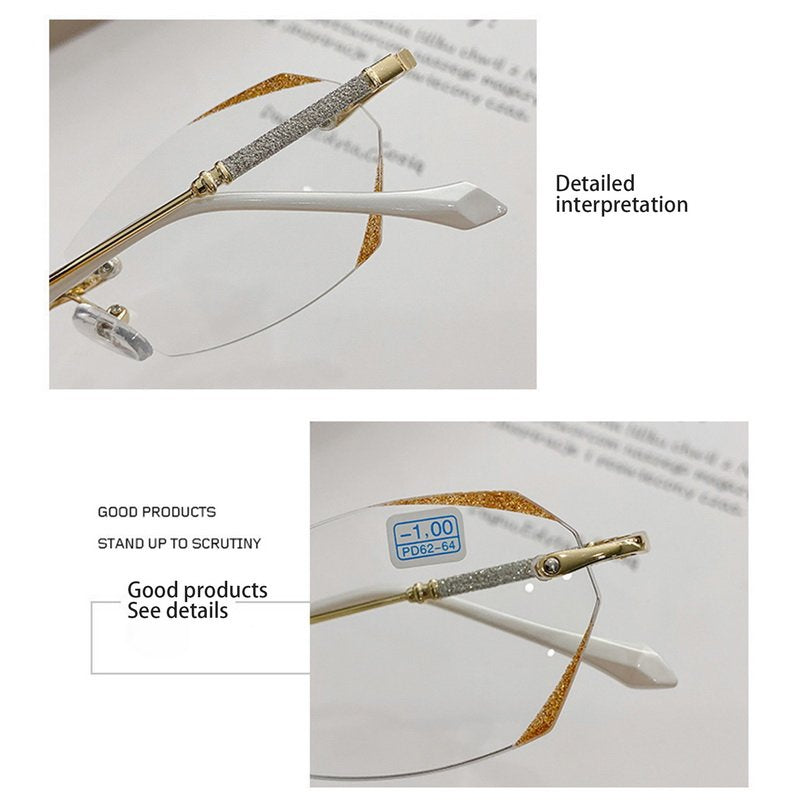 Occhiali da lettura da donna Aurena senza montatura, blu diamantato, con filtro per la luce blu - Desfino