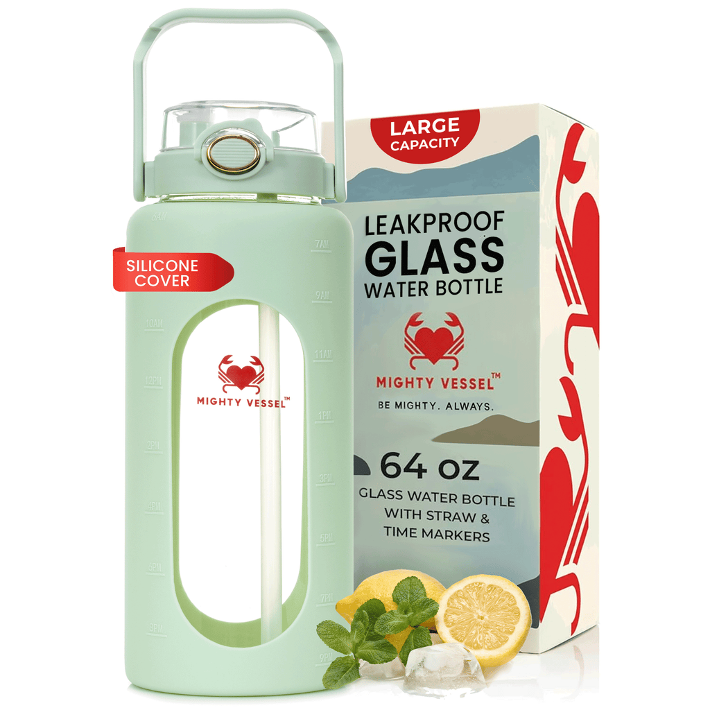 64 Oz Water Bottle — Impact Resistant Glass