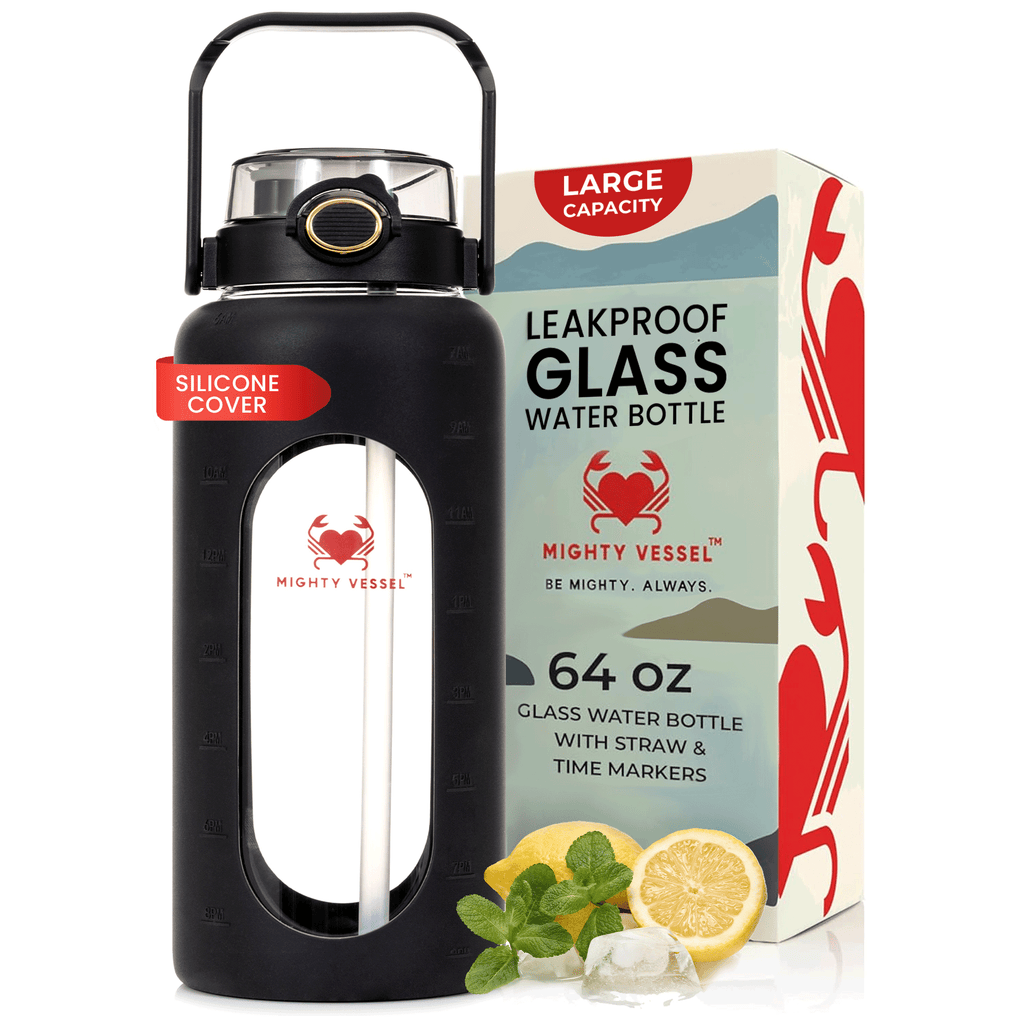 64 Oz Water Bottle — Impact Resistant Glass