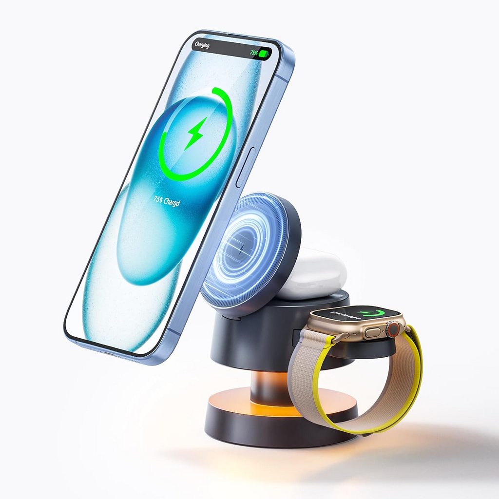 LuminaFlex Four-in-One Magnetic Wireless Charger Night Light | Desfino