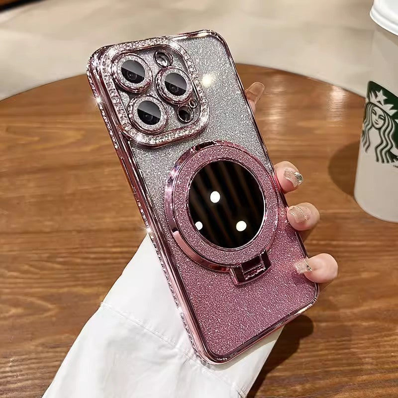 Phone Case with Mirror Magnetic Stand Glitter