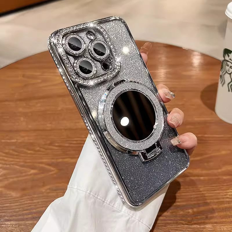 Phone Case with Mirror Magnetic Stand Glitter