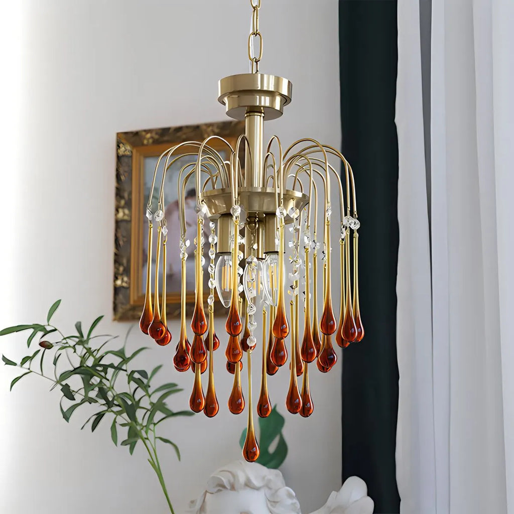 French Retro Water Drop Glass Chandelier | Desfino