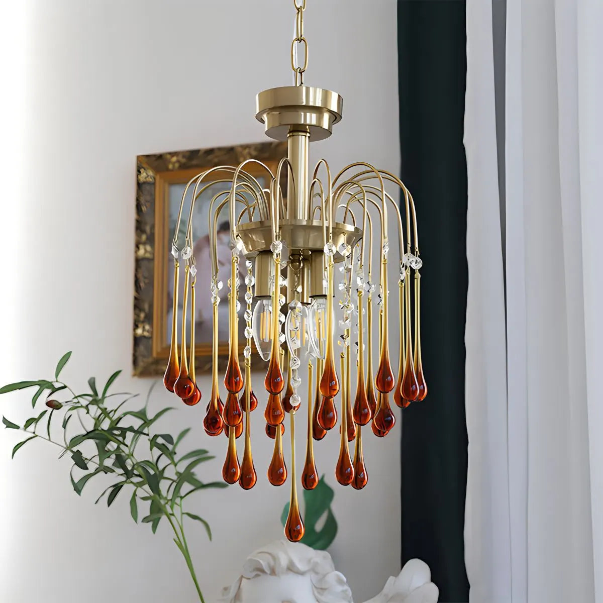 French Retro Water Drop Glass Chandelier | Desfino
