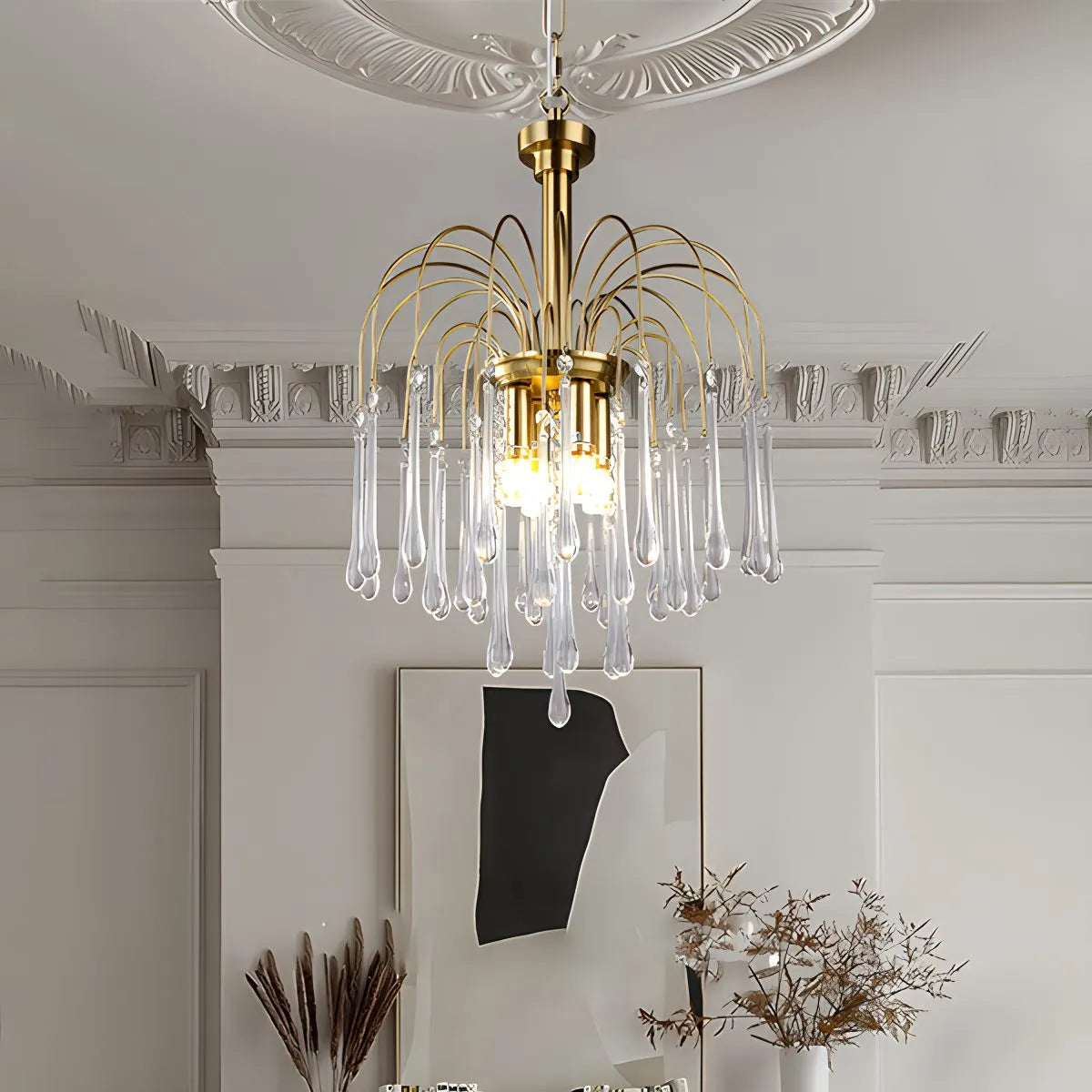 French Retro Water Drop Glass Chandelier | Desfino