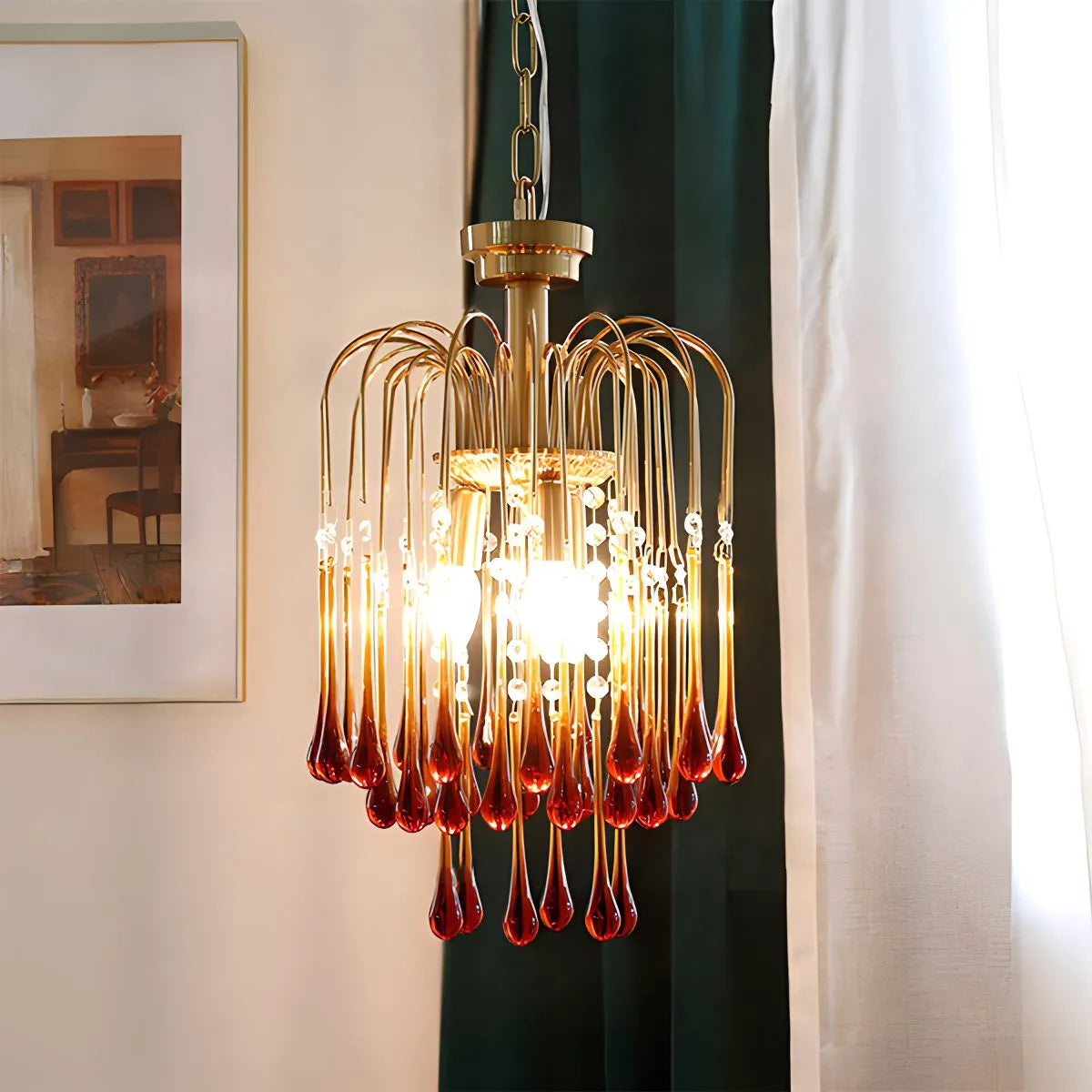 French Retro Water Drop Glass Chandelier | Desfino