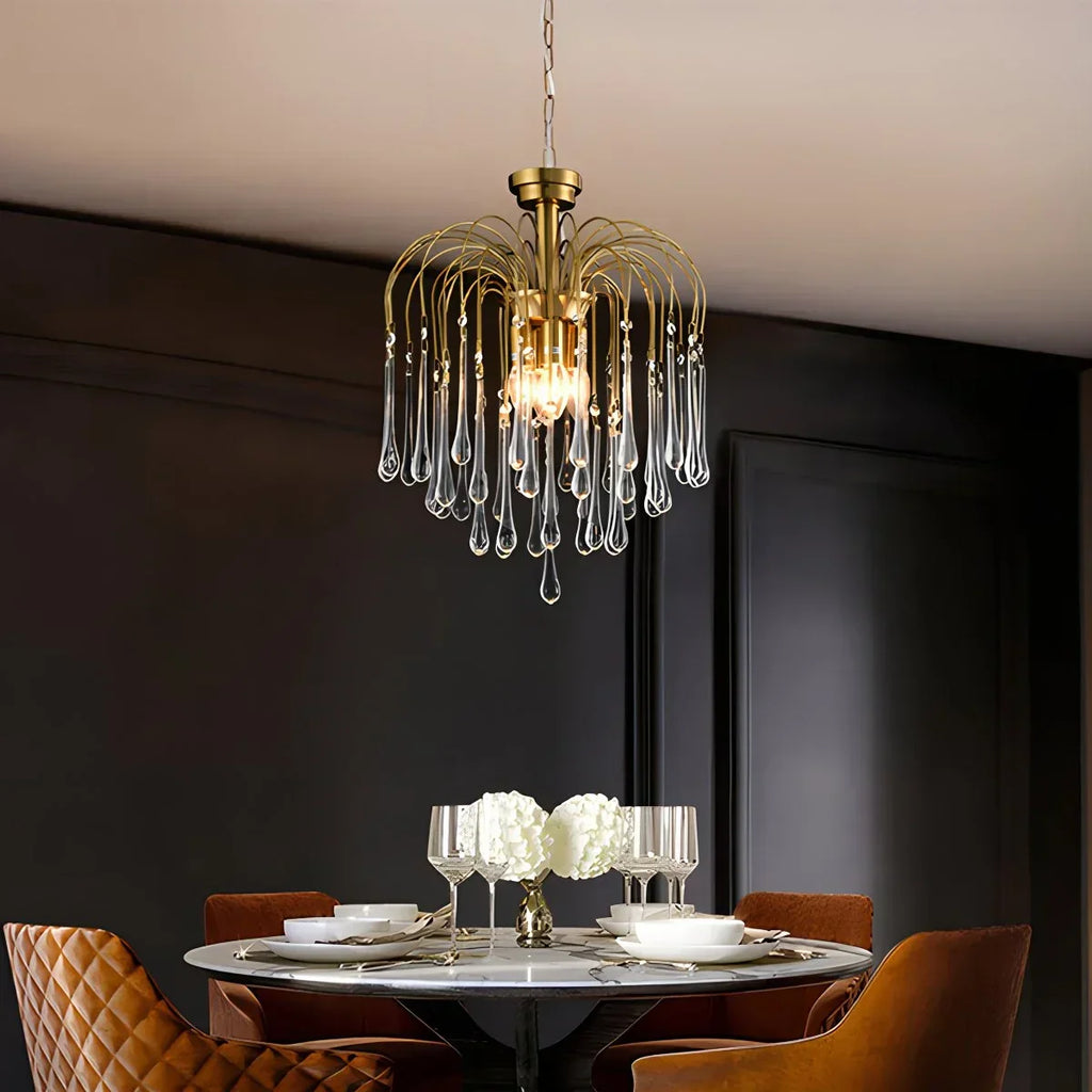 French Retro Water Drop Glass Chandelier | Desfino