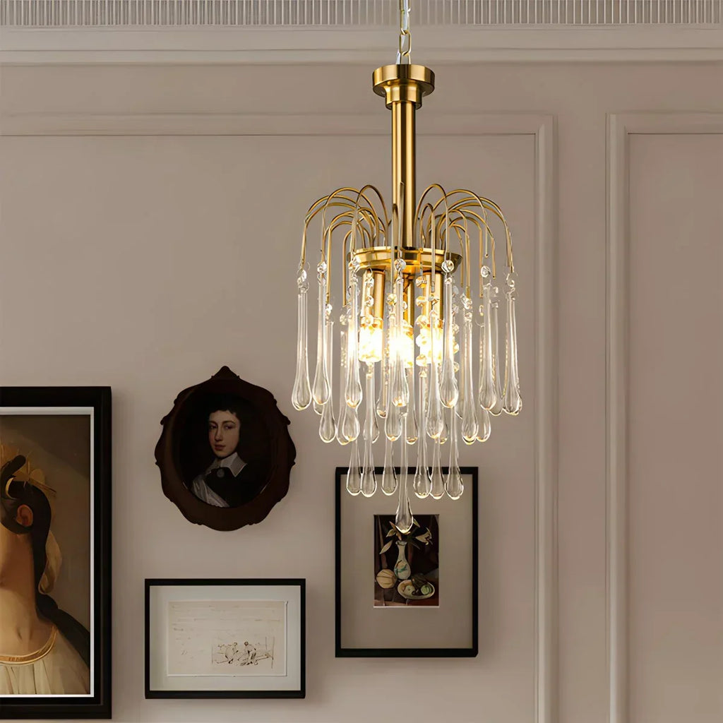 French Retro Water Drop Glass Chandelier | Desfino