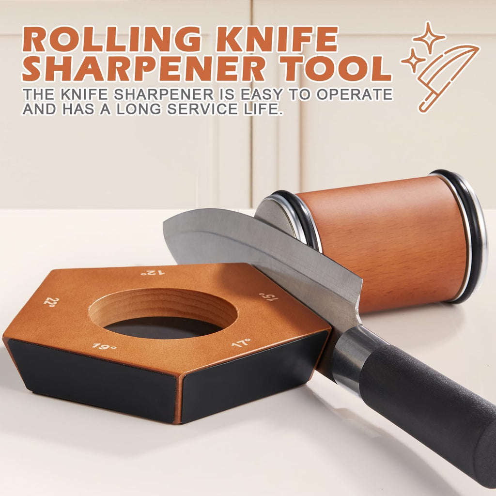 Quellio Edge Pro Diamond Roller Knife Sharpener — Wood Base - Desfino
