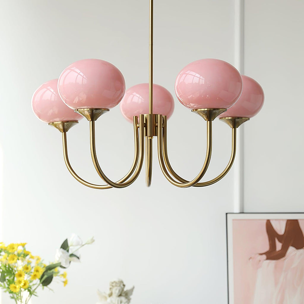 LED lustr Aurene ve tvaru marshmallow — zlaté a růžové odstíny - Desfino