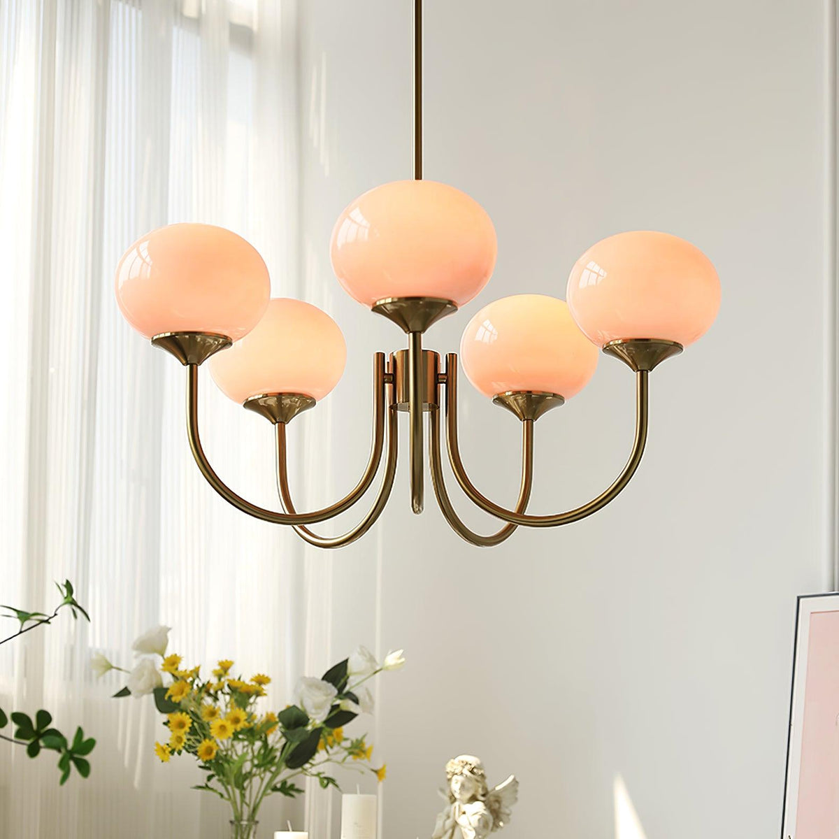 LED lustr Aurene ve tvaru marshmallow — zlaté a růžové odstíny - Desfino