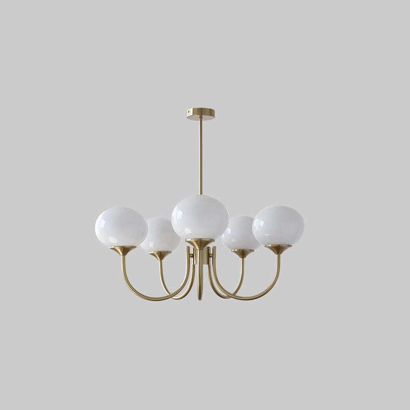 Lustre LED Aurene en forme de guimauve — abat-jour dorés et roses - Desfino