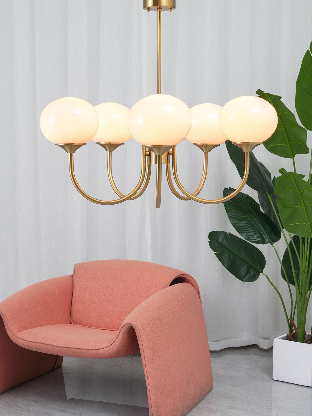 LED lustr Aurene ve tvaru marshmallow — zlaté a růžové odstíny - Desfino
