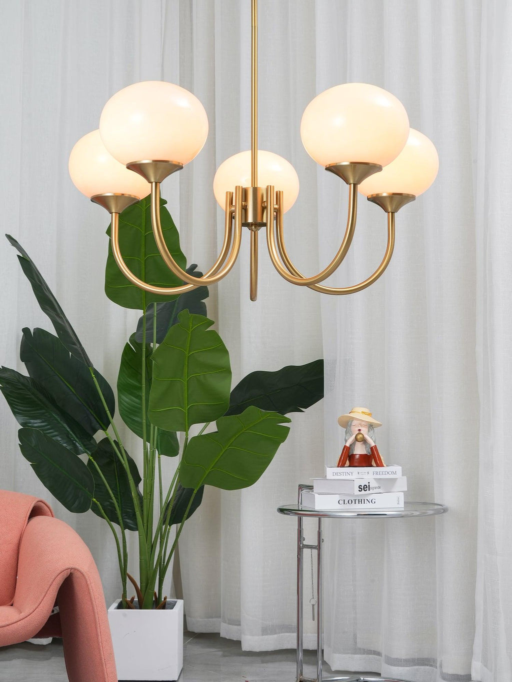 LED lustr Aurene ve tvaru marshmallow — zlaté a růžové odstíny - Desfino